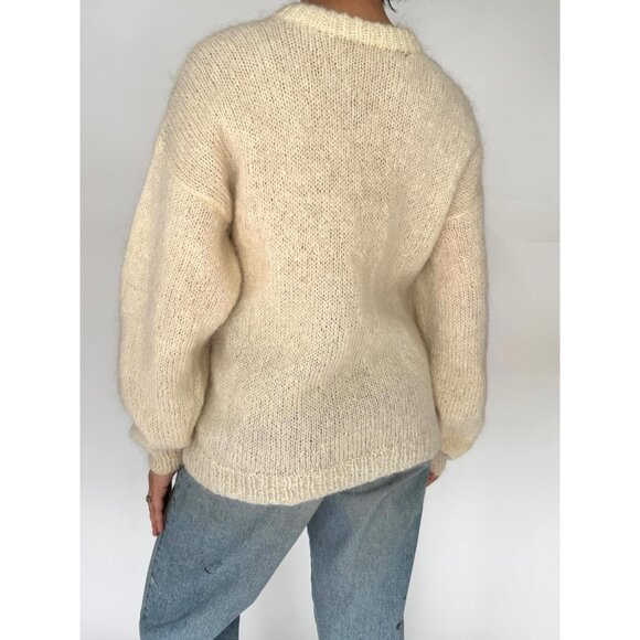 vintage kangaroo animal rare one of a kind mohair hand knit long sleeved sweater - Picture 5 of 9